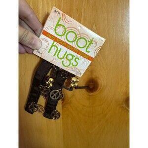 Boot Hugs by Bandals - Peace Signs Gold Metal- Adjustable Size